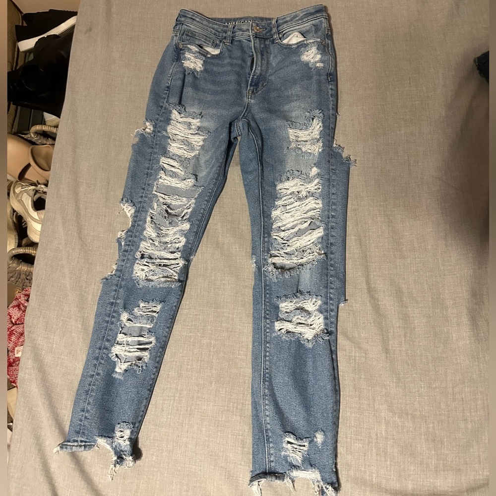 Size 6 Regular//Stretch AMERICAN EAGLE ZIPPED BLUE JEANS